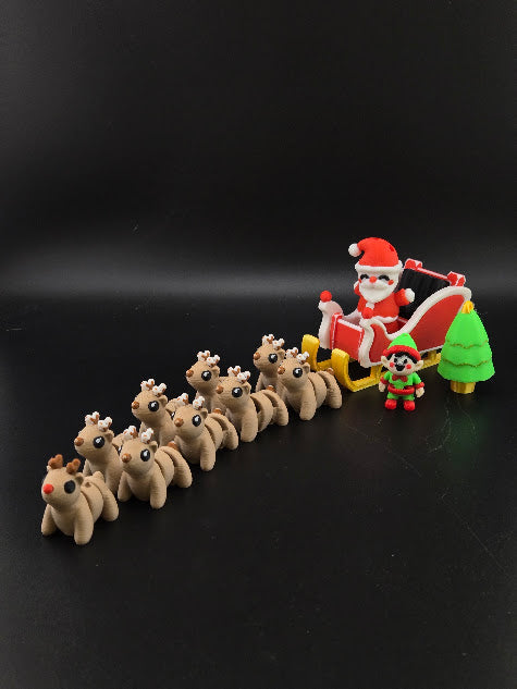 Santa, Sleigh, Reindeer Set (Mini)