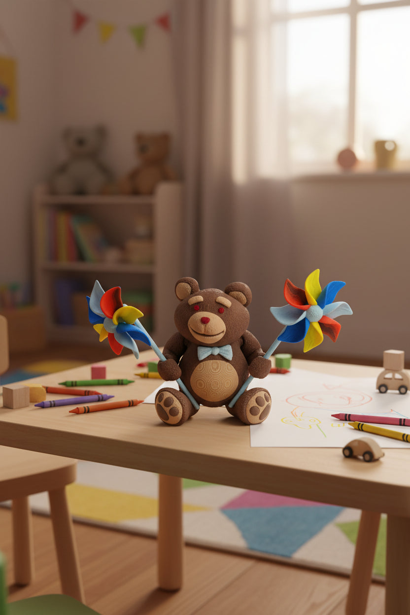 Teddy Bear with Pinwheels