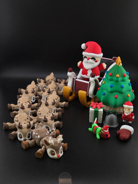 Santa, Sleigh, Reindeer Set (Large)