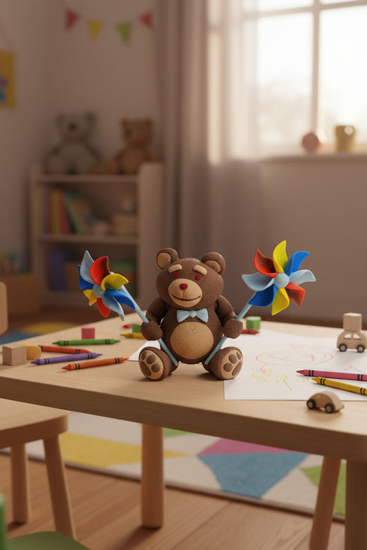 Teddy Bear with Pinwheels